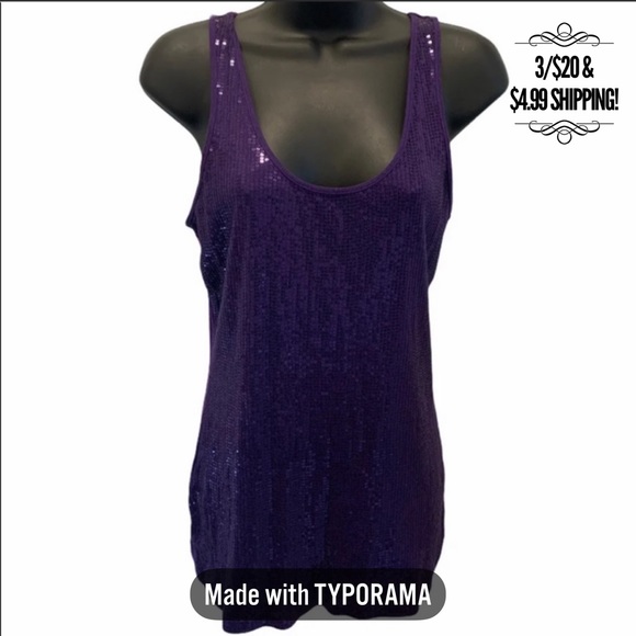 Express Tops - Large Purple Sequin Express Tank Top